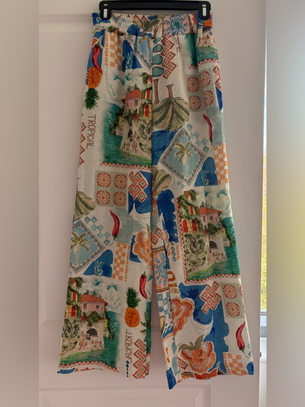 Tropical Print Wide Leg Pants - Multicolor - Picture 5 of 8